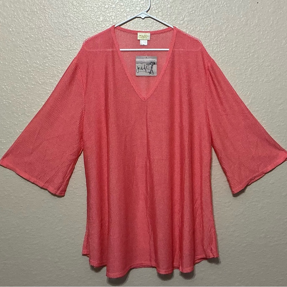 Jordan Taylor Coral V-Neck Bell Sleeve Swim Cover-Up